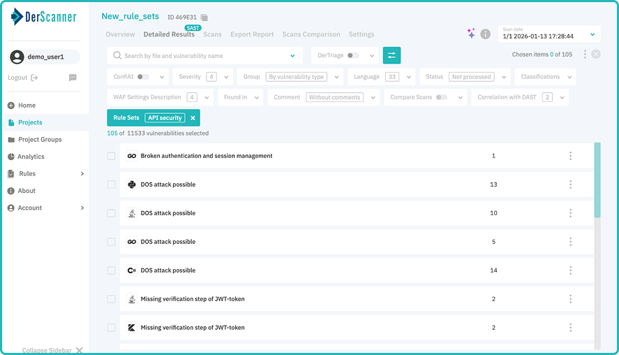 API Security Vulnerability detections DerScanner