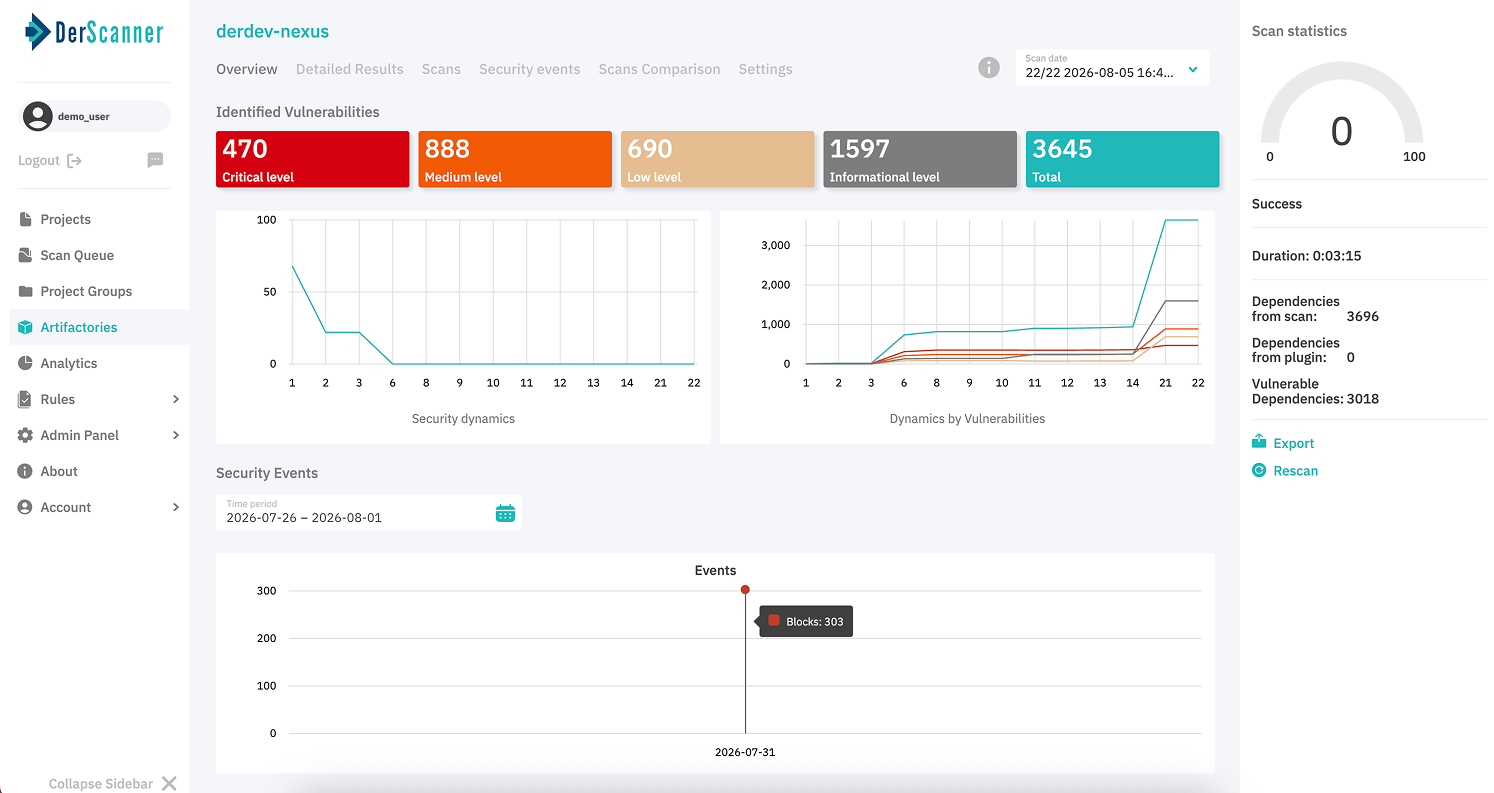 DerScanner scans Nexus artifacts 